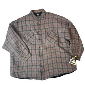 Grit Iron Workwear Quilt Lined Flannel Shirt Mens 2XL Button Up Jacket Plaid